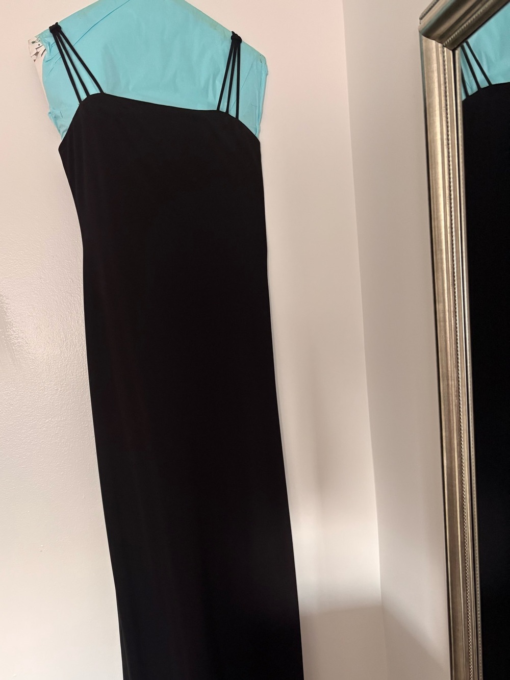 Simple Black Gown  with Double Spaghetti Straps